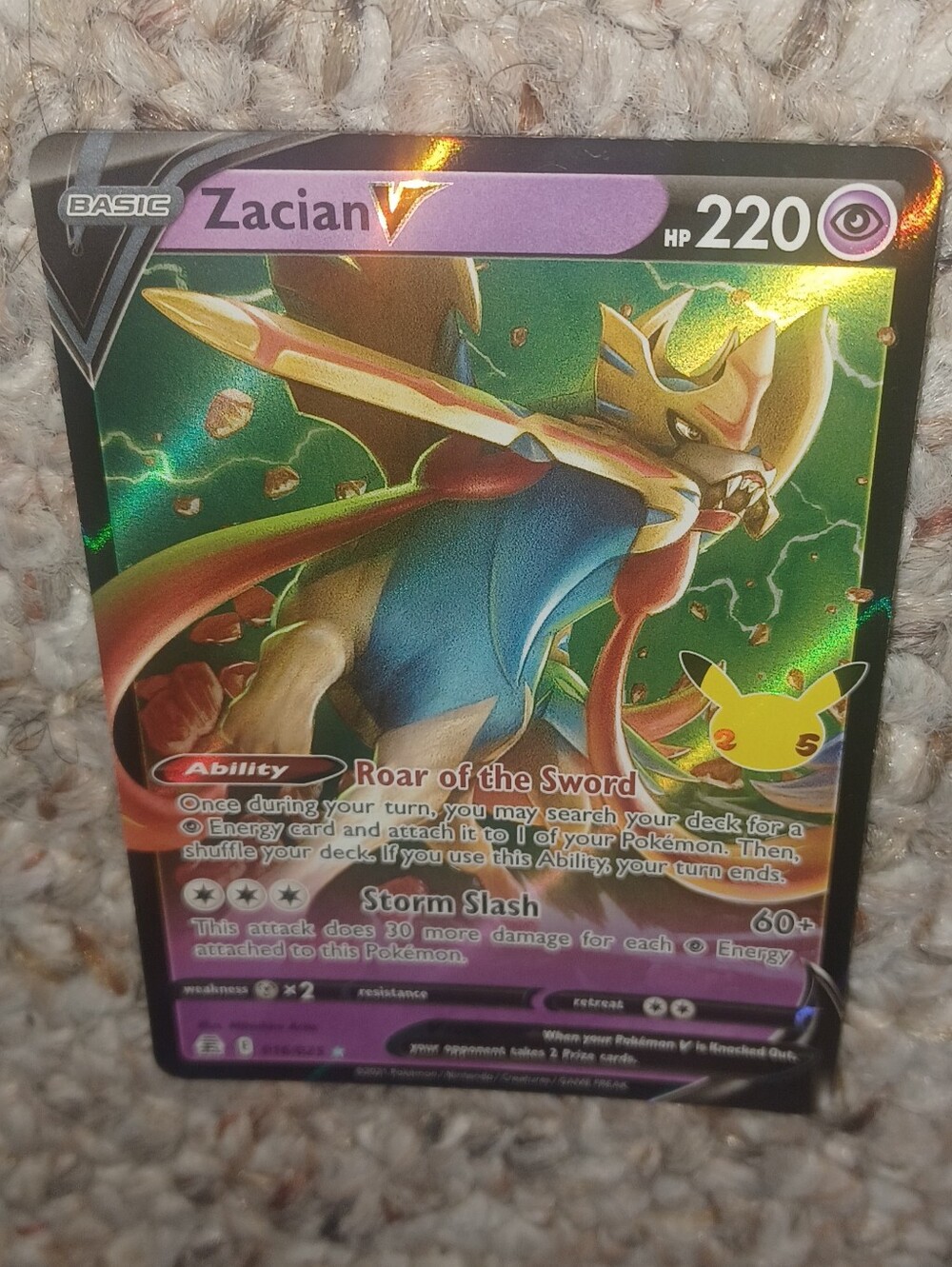 Pokemon Zacian V Holo Foil - Purple and Green Artwork